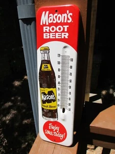 Vintage 1960's Mason's Root Beer Soda Pop Thermometer Sign - Picture 1 of 23