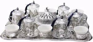 Otantik Home Ottoman Design Traditional Turkish 45 Piece Tea/Coffee Set (Silver) - Picture 1 of 2