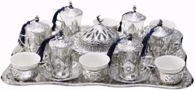 Juego de té/café tradicional turco diseño otomano Otantik Home 45 piezas (plateado) Foto 1 de 2