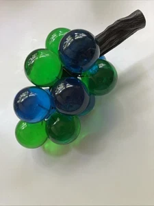 Grappolo d'uva acrilico lucite moderno vintage metà secolo verde blu stelo scuro - Foto 1 di 5