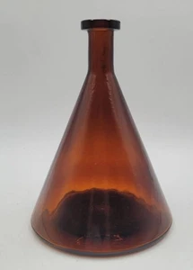Seltene Braunglas Flasche Empoli Stil Erlenmeyer Form MID CENTURY Becher Vase - Bild 1 von 6