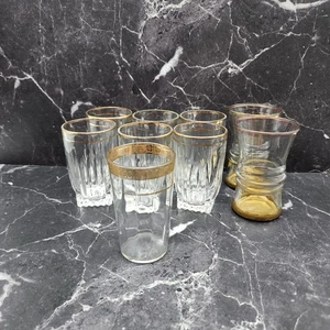 Vintage Anchor Hocking And Federal Glass Juice/Whiskey Glasses 1940's Lot Of 9 - Picture 1 of 15