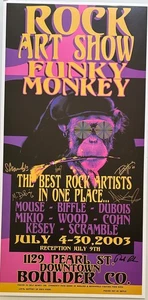 Rock Art Show Funky Monkey Signed by Six Poster Artists in Boulder - Picture 1 of 2