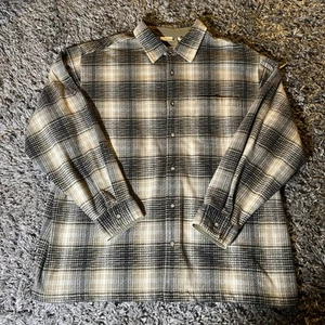 VTG Fieldmaster Flannel Shirt Mens XL Brown Black Cream Plaid 90’s Y2K Grunge - Picture 1 of 24
