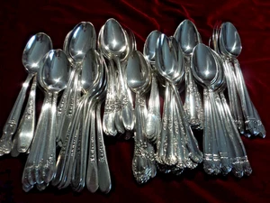 Silverplate Flatware Lot of 100 Floral Handle Teaspoon Table Grade Wedding Use - Picture 1 of 6
