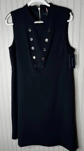 Tommy Hilfiger Kleid Damen 16 Navy Ärmellos Etuikleid Maritim Goldknöpfe - Bild 1 von 15