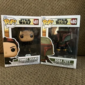 2 Funko Pop Star Wars #480 Boba Fett & Fennec Shand #481 Mandalorian Boba - Picture 1 of 10