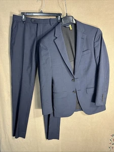 Jos A Bank 36R Extra Slim Blue Wool 37.5 Stretch 2 Piece Suit 29x32 Travel Tech - Picture 1 of 22