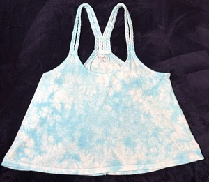 Canotta Mudd Tie Dye intrecciata racerback vestibilità ampia hi-lo blu donna media - Foto 1 di 9