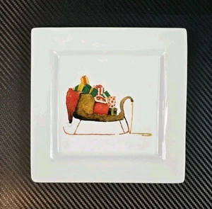 Bandeja de porcelana con trineo, medidas 7" x 7" - Imagen 1 de 7