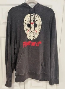Friday the 13th Graphic Print Hoodie Pullover Sweatshirt Gray Wash Men's 2XL - Picture 1 of 10