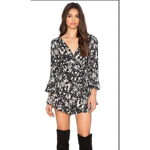 Free People All the Right Ruffles Romper in Raven Combo Size XS - Picture 1 of 7