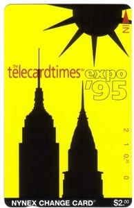 $2. TeleCard Times Expo '95 Promo Yellow Card w/ Empire State Bldg. Phone Card - Picture 1 of 1
