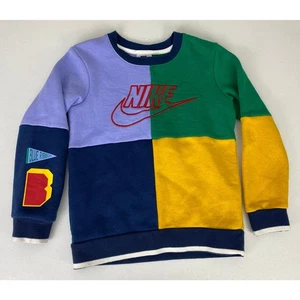 Youth Boy's Nike colorblock stitched graphic crewneck pullover sweatshirt, M - Picture 1 of 4