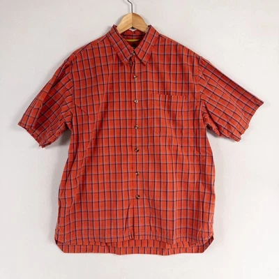 Royal Robbins Shirt Mens Large Orange Blue Plaid Button Down Cotton Short Sleeve - Image 1 of 4