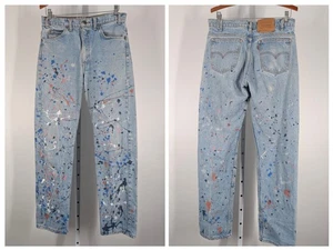 Vintage 90s Levi's 508 Orange Tab Jeans Men's 32x31 Paint Splatter Artist USA - Picture 1 of 5