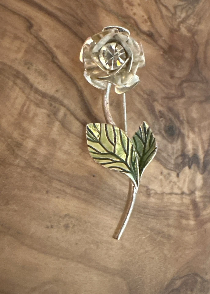 Broche prendedor vintage firmado Avon blanco flor rosa única  Foto 1 de 4