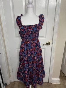 VINEYARD VINES TISBURY FLORAL SMOCKED MIDI SUMMER DRESS 100% COTTON MEDIUM LINED - Picture 1 of 12