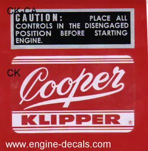 Cooper Klipper mower decal set Briggs & Stratton - Foto 1 di 1