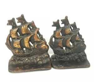 Par de sujetalibros de colección barco náutico velero barco sujetalibros decoración de escritorio - Imagen 1 de 7