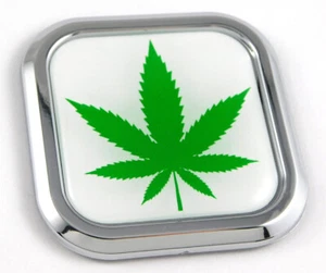 Weed Marijuana Square Chrome rim Emblem Car 3D Decal Badge Bumper sticker 2" - Imagen 1 de 8