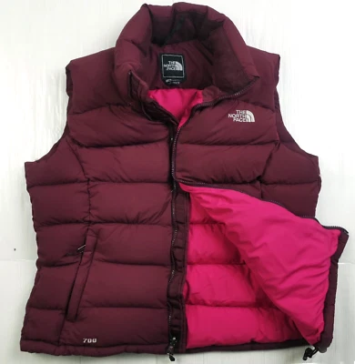 *LO ÚLTIMO CHALECO BORGOÑA ACOLCHADO EDREDÓN NUPTSE THE NORTH FACE 700 para mujer L Foto 1 de 4