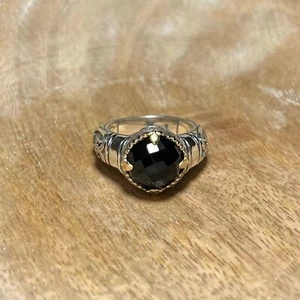 Konstantino Calypso Faceted Black Onyx Sterling Silver 18K Yellow Gold Ring - Picture 1 of 12