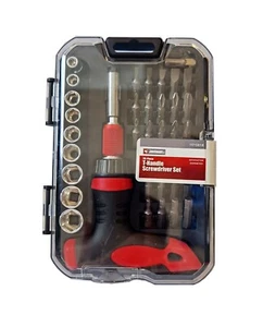 39pc 1/4" Dr. Cr-V Socket & Bits Ratchet Extendable T Screwdriver Handle - Picture 1 of 4