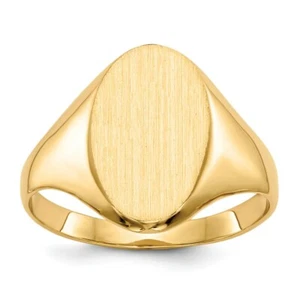 Real 14kt Yellow Gold 14.0x8.5mm Closed Back Signet Ring S:6 - Picture 1 of 7