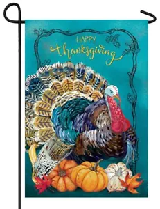 Teal Turkey Garden Flag - Picture 1 of 1