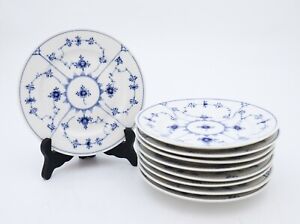 9 Plates #180 - Blue Fluted - Royal Copenhagen - Plain Lace - 1st Quality