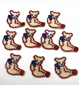 Lot of 10 Vintage 1960's Bears Sew On Appliqué Patch 1.75” Sewing Embellishment - Picture 1 of 4