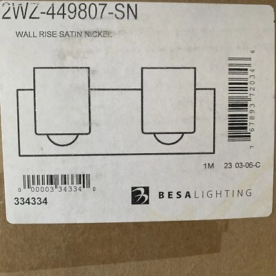 Besa Lighting 2WZ-449807-SN Rise Bathroom Vanity Light Satin Nickel Open Box - Image 1 of 3