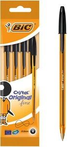 Cristal Original Fine Penne a Sfera Con Punta Fine (0,8 Mm) - Nere, Confezione D - Foto 1 di 14