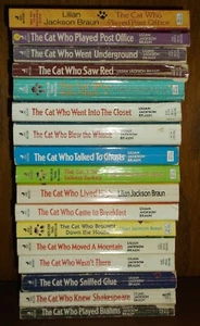 THE CAT WHO NOVELS LILIAN JACKSON BRAUN LOT of 16 BOOKS PAPERBACKS FELINE USED - Foto 1 di 20