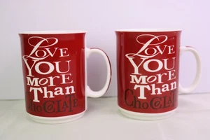 2er Set rote Kaffeetassen Love You More Than Chocolate Gourmet Village - Bild 1 von 7