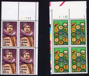 Scott #2250-2251 Enrico Caruso & Girl Scouts Plate Block of 4 Stamps - MNH - Picture 1 of 2
