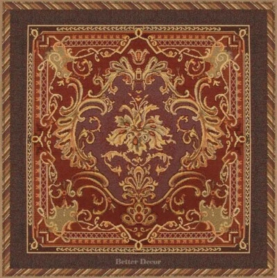 JACQ. WOVEN TAPESTRY Victorian Red Ornament WALL/PILLOW/UPHOLSTERY EURO DECOR - Image 1 of 2