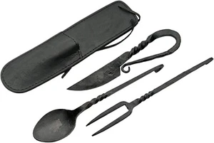 Handmade Medieval Cutlery Set Eating Utensil Feasting Set Spoon Knife & Fork - Picture 1 of 4