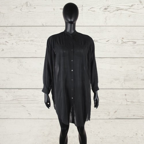 ACNE STUDIOS ACNE Cardigan Donna Chiffon Trasparente Camicia Rilassata Nera Tunica Taglia 34