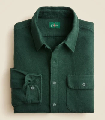 NWT J Crew Heavyweight Chamois Flannel Shirt in Hunting Green (Various Sizes) - Image 1 of 4