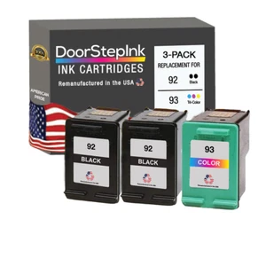 Cartuchos de tinta compatibles DoorStepInk para HP 92 93 color negro 3 PK-USA - Imagen 1 de 6