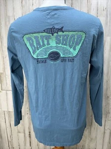 Camisa de tienda de cebo de manga larga Reel Life azul bolsillo superior de pesca para hombre talla grande - Imagen 1 de 7