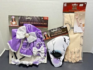 New Lavender Broken Doll Kit, Mask & Gloves Halloween Costume - Picture 1 of 7