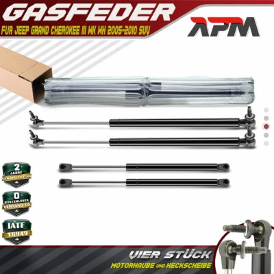 4x Gas Spring Rear Window + Tailgate Damper for Jeep Grand Cherokee WH WK 05-10 - Image 1 of 4