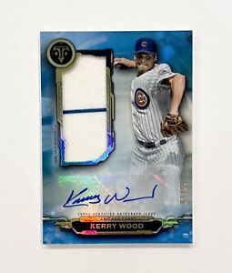 2019 TOPPS TRIPLE THREADS KERRY WOOD JUMBO JERSEY RELIC BLUE AUTO /10 CUBS