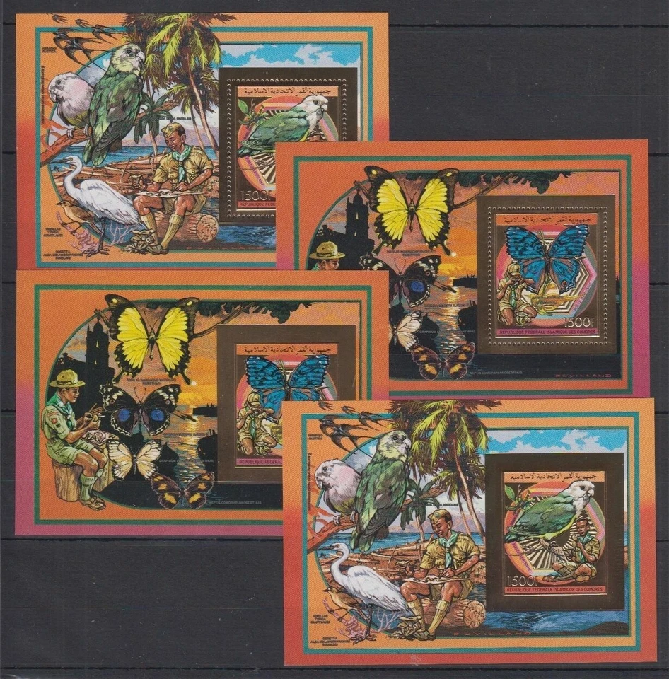 J70 Comoro - MNH - Nature - Butterflies - Gold - Perf?ë¬??¡ - Bl.293/94AB - Image 1 of 1