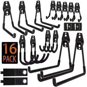 16 Pack Heavy Duty Garage Hooks Steel with Anti-Slip Coating for Tools and Bikes - Picture 1 of 6