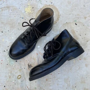 Vintage 1960s Black Leather Steel Toe Boots Mens 9 Biltrite Military Ankle - Picture 1 of 4