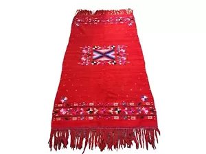 Chimayo Antique Red Woven RUG Circa 1900 Reversible 75" x 36" Southwest Origins - Picture 1 of 24